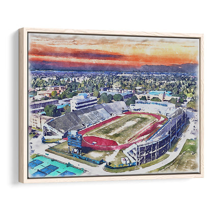 Ace W Mumford Painting Stadium Watercolor, Baton Rouge Louisiana, Sport Gift Art, Framed Canvas Print Wall Art