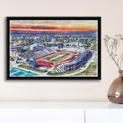 Ace W Mumford Painting Stadium Watercolor, Baton Rouge Louisiana, Sport Gift Art, Framed Canvas Print Wall Art