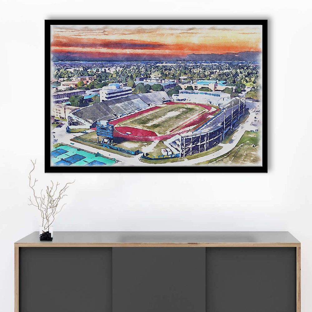 Ace W Mumford Painting Stadium Watercolor, Baton Rouge Louisiana, Sport Gift Art, Framed Art Print Wall Decor