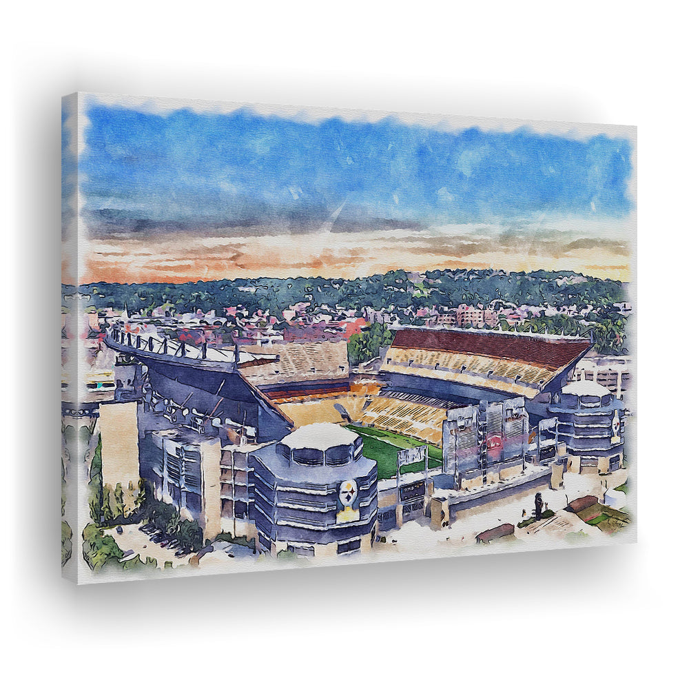 Acrisure Stadium, Steelers Painting Stadium Watercolor, Sport Art, Gifts for him, Canvas Print Wall Art