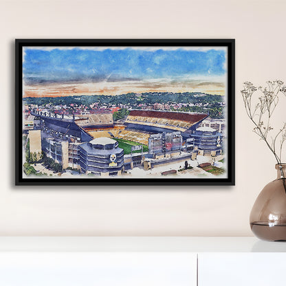 Acrisure Stadium, Steelers Painting Stadium Watercolor, Sport Gift Art, Framed Canvas Print Wall Art