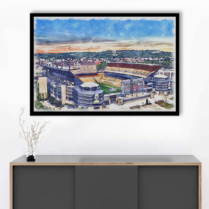 Acrisure Stadium, Steelers Painting Stadium Watercolor, Sport Gift Art, Framed Art Print Wall Decor