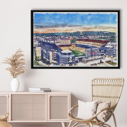 Acrisure Stadium, Steelers Painting Stadium Watercolor, Sport Gift Art, Framed Canvas Print Wall Art