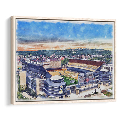 Acrisure Stadium, Steelers Painting Stadium Watercolor, Sport Gift Art, Framed Canvas Print Wall Art