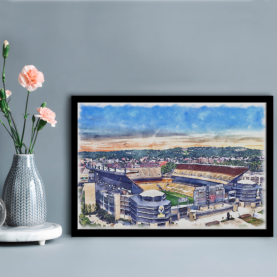 Acrisure Stadium, Steelers Painting Stadium Watercolor, Sport Gift Art, Framed Art Print Wall Decor