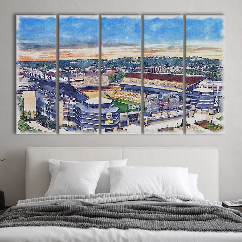 Acrisure Stadium, Steelers Painting Stadium Watercolor, Sport Art, Extra Large Canvas Print Wall Art