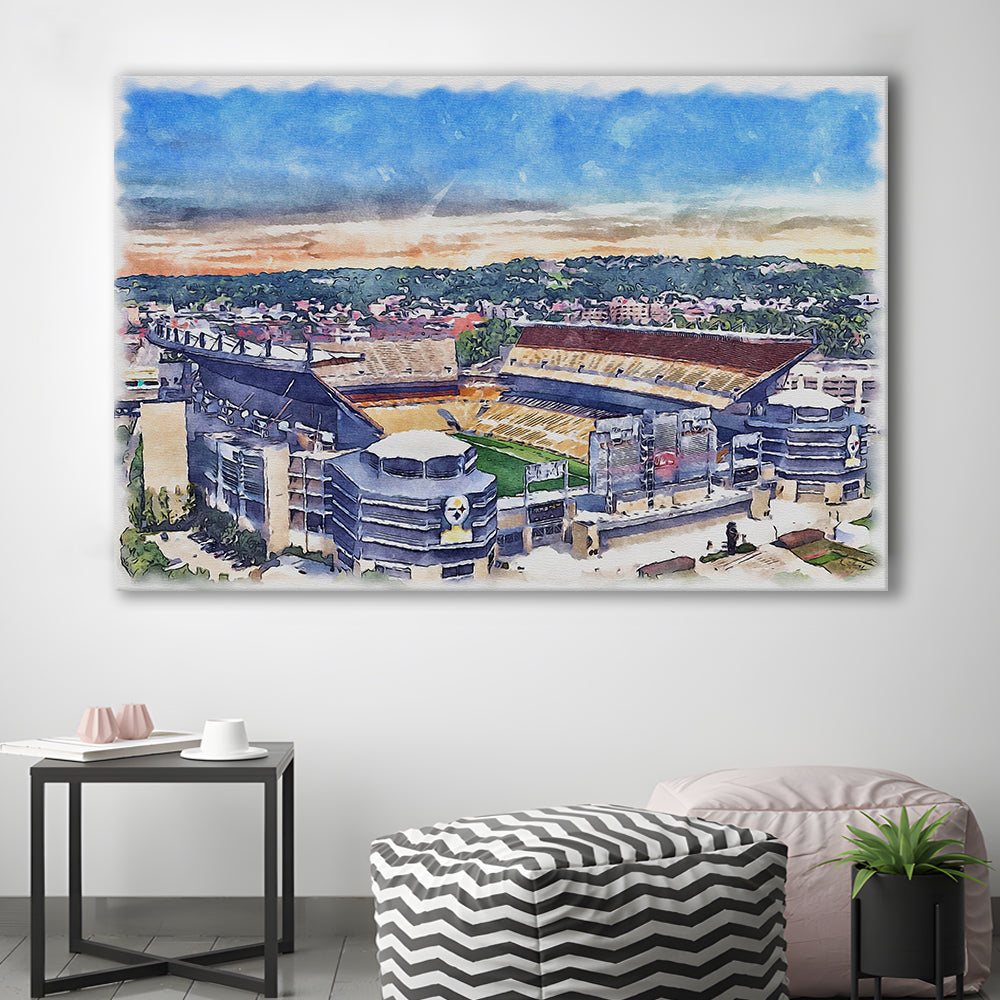 Acrisure Stadium, Steelers Painting Stadium Watercolor, Sport Art, Gifts for him, Canvas Print Wall Art