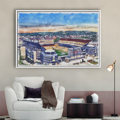 Acrisure Stadium, Steelers Painting Stadium Watercolor, Sport Gift Art, Framed Canvas Print Wall Art
