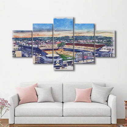 Acrisure Stadium, Steelers Painting Stadium Watercolor, Sport Art, Mixed 5 Panel, Canvas Print Wall Art