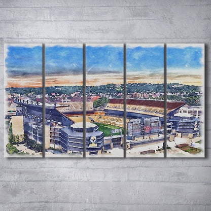 Acrisure Stadium, Steelers Painting Stadium Watercolor, Sport Art, Extra Large Canvas Print Wall Art