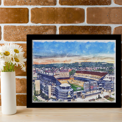 Acrisure Stadium, Steelers Painting Stadium Watercolor, Sport Gift Art, Framed Art Print Wall Decor