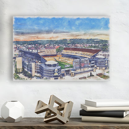 Acrisure Stadium, Steelers Painting Stadium Watercolor, Sport Art, Gifts for him, Canvas Print Wall Art