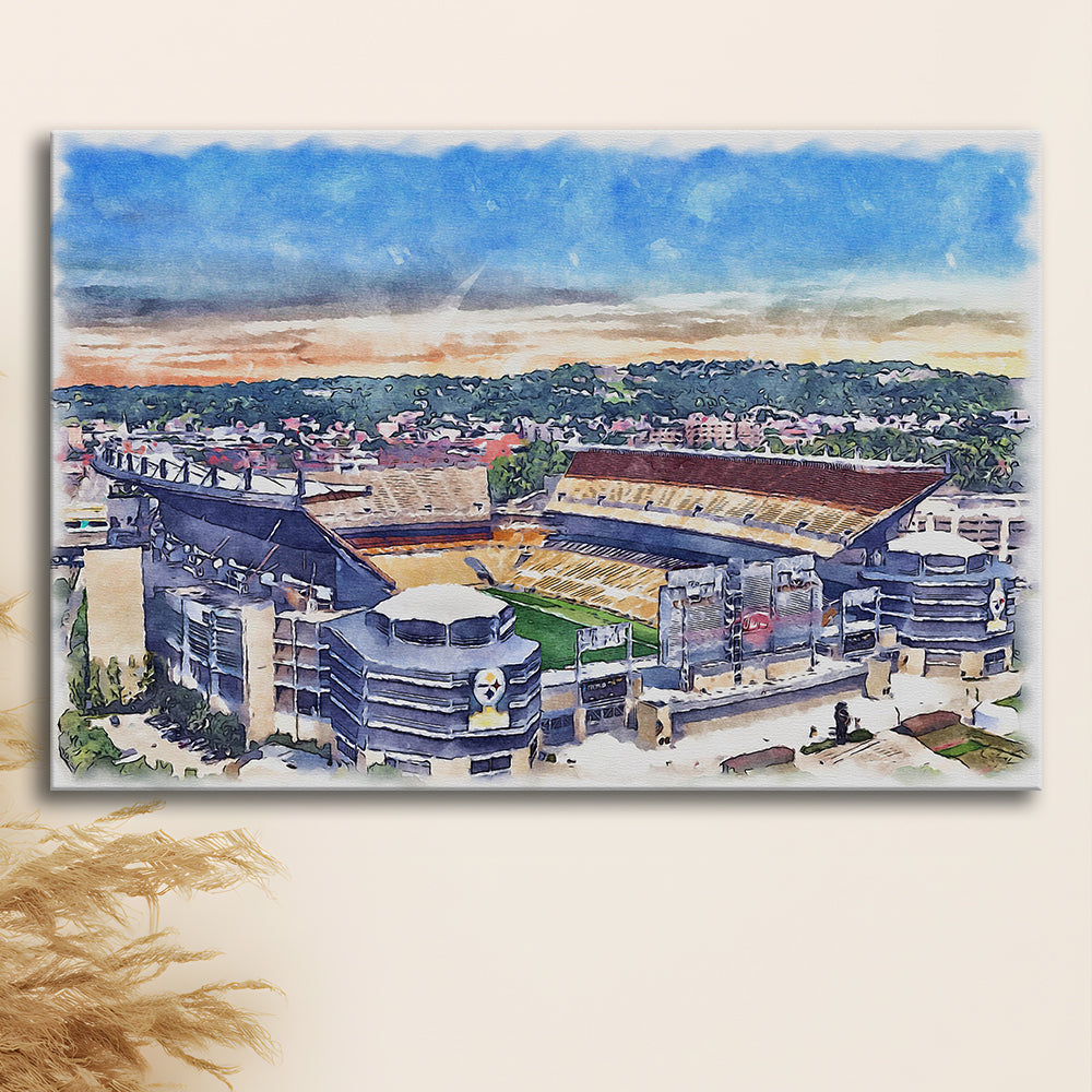 Acrisure Stadium, Steelers Painting Stadium Watercolor, Sport Art, Gifts for him, Canvas Print Wall Art