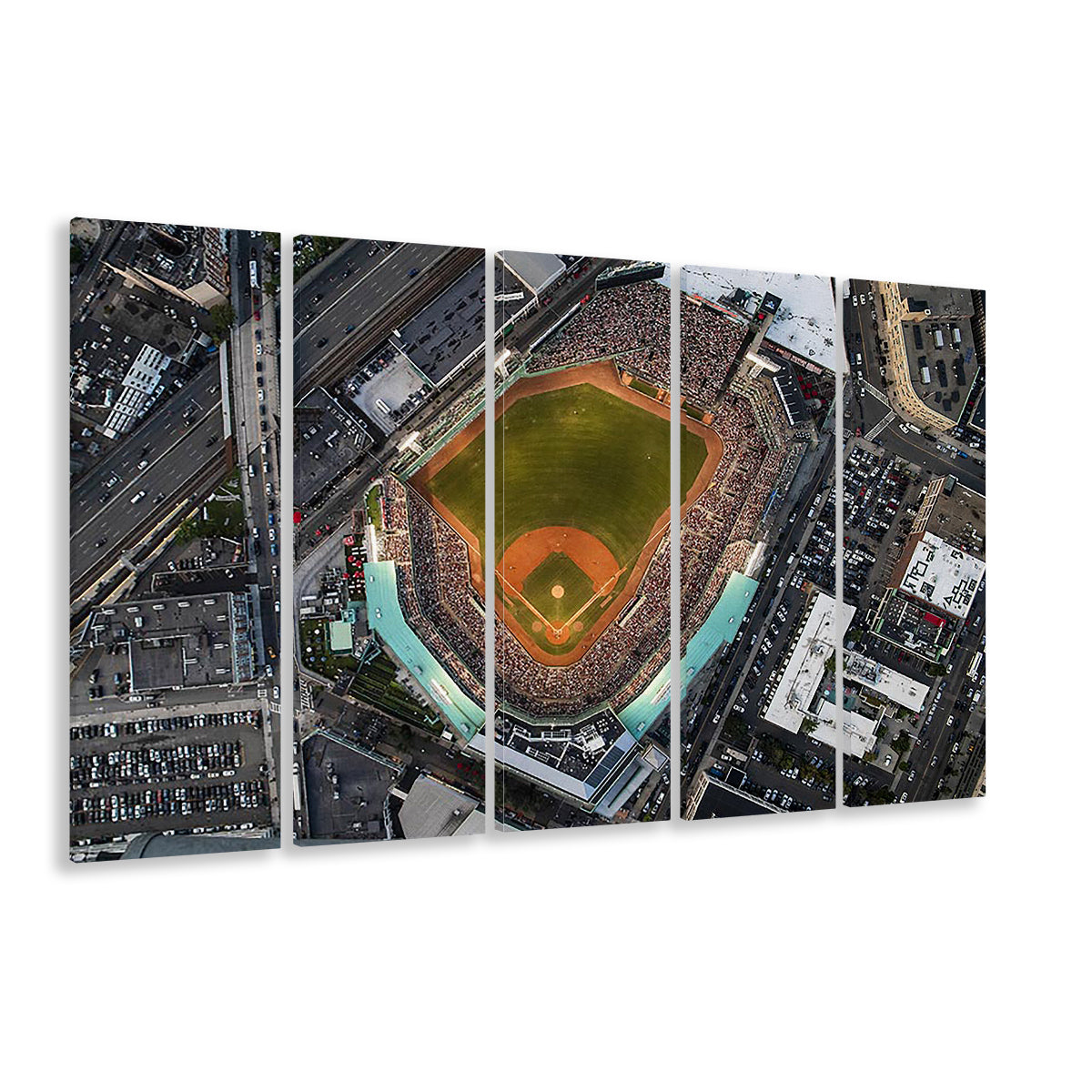 Aerial Fenway Park, Stadium Canvas, Sport Art, 5 Panel B, Extra Large Canvas, Canvas Print Wall Art
