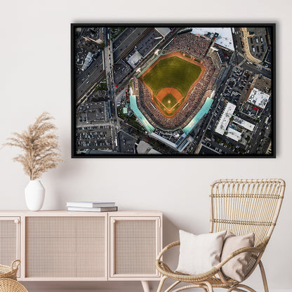 Aerial Fenway Park, Stadium Canvas, Sport Art, Framed Canvas Print Wall Art, Floating Frame
