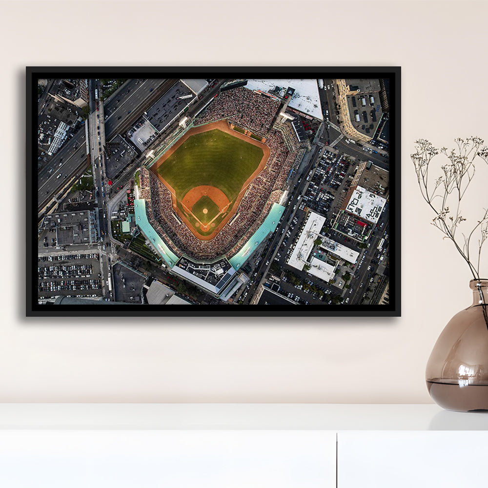 Aerial Fenway Park, Stadium Canvas, Sport Art, Framed Canvas Print Wall Art, Floating Frame