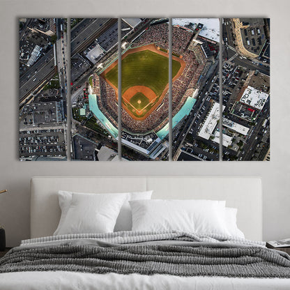 Aerial Fenway Park, Stadium Canvas, Sport Art, 5 Panel B, Extra Large Canvas, Canvas Print Wall Art