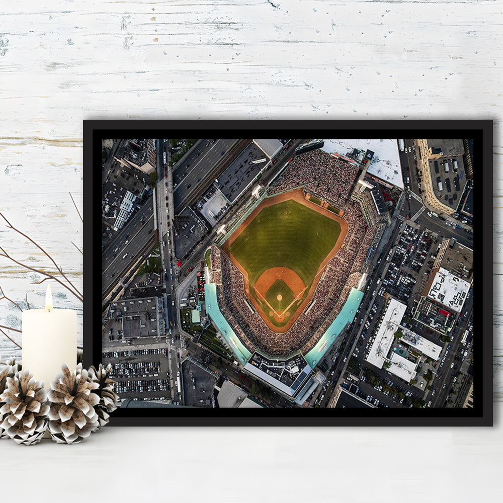 Aerial Fenway Park, Stadium Canvas, Sport Art, Framed Canvas Print Wall Art, Floating Frame