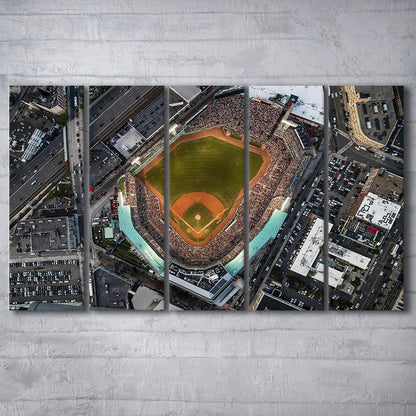 Aerial Fenway Park, Stadium Canvas, Sport Art, 5 Panel B, Extra Large Canvas, Canvas Print Wall Art