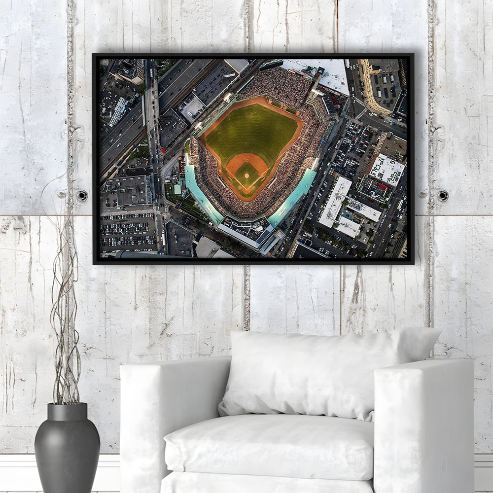 Aerial Fenway Park, Stadium Canvas, Sport Art, Framed Canvas Print Wall Art, Floating Frame