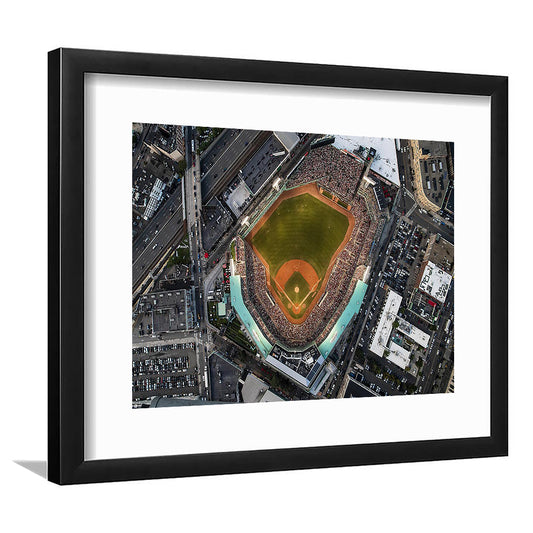 Aerial Fenway Park, Stadium Canvas, Sport Art, Gift for him, White Border Framed Art Print Wall Decor
