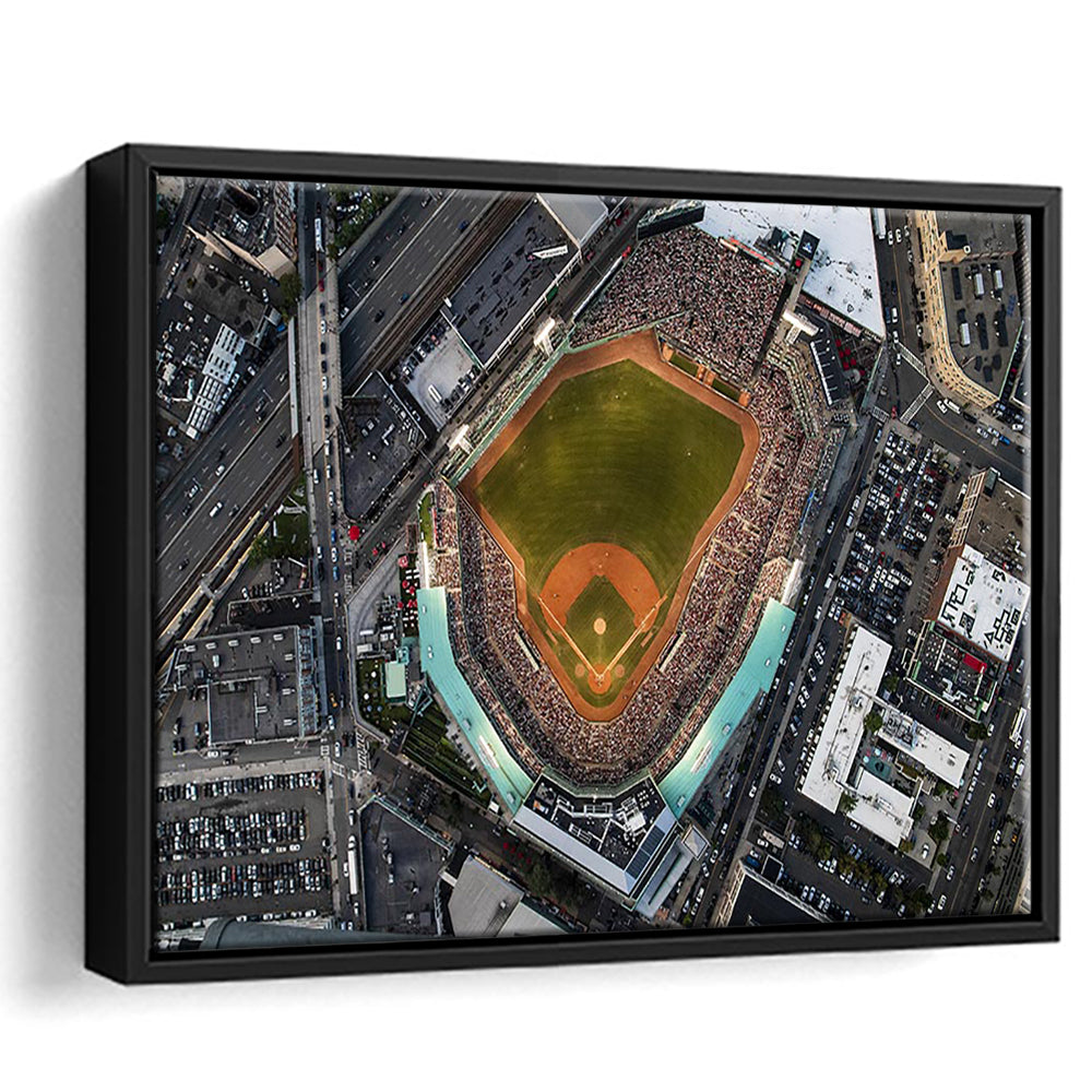 Aerial Fenway Park, Stadium Canvas, Sport Art, Framed Canvas Print Wall Art, Floating Frame