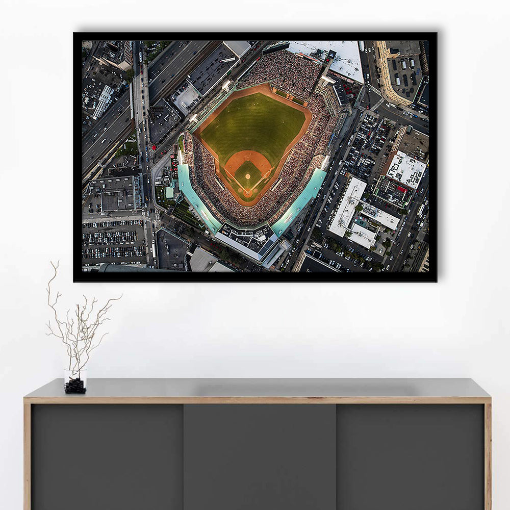 Aerial Fenway Park, Stadium Canvas, Sport Art, Gift for him, Framed Art Print Wall Decor, Picture Framed
