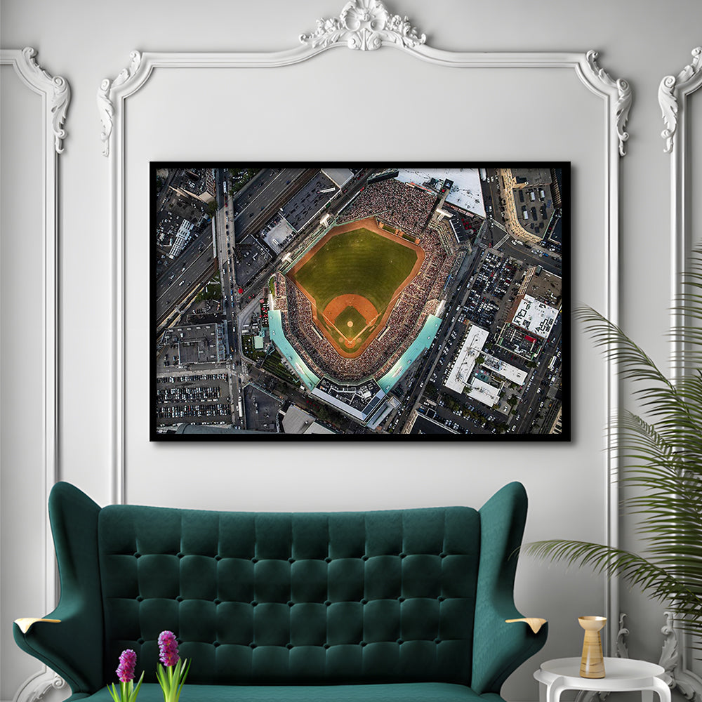 Aerial Fenway Park, Stadium Canvas, Sport Art, Gift for him, Framed Art Print Wall Decor, Picture Framed