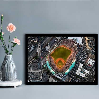 Aerial Fenway Park, Stadium Canvas, Sport Art, Gift for him, Framed Art Print Wall Decor, Picture Framed