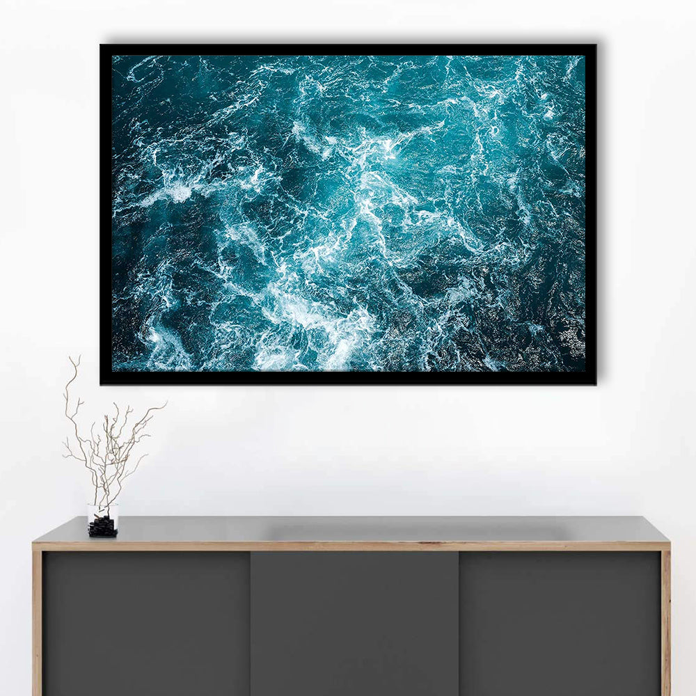Aerial View Of Ocean Waves Art Prints,Captivating Blue Water, Framed Art Print, Picture Framed