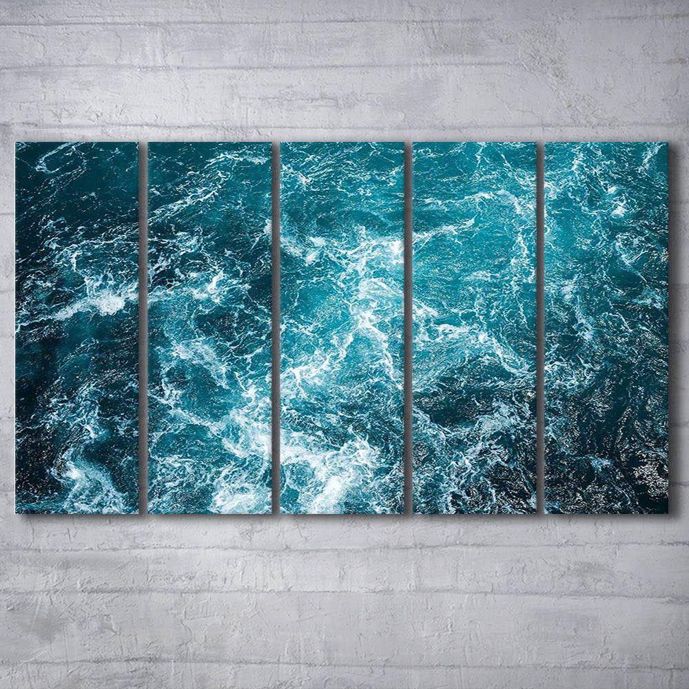 Aerial View of Ocean Waves Canvas Print,Captivating Blue Water, 5 Piece B Extra Large Cavas Print Wall Art Decor