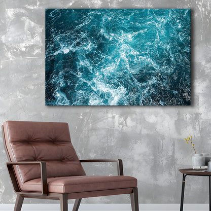 Aerial View of Ocean Waves Canvas Print,Captivating Blue Water, Cavas Print Wall Art Hom Decor