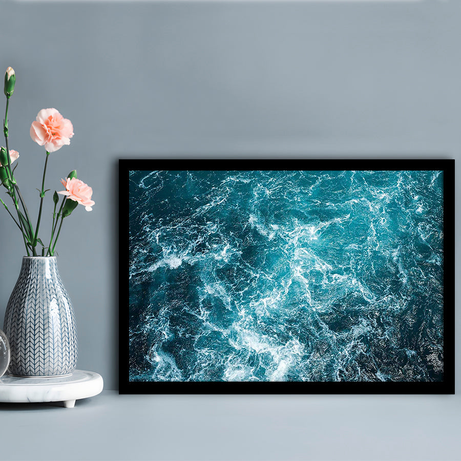 Aerial View Of Ocean Waves Art Prints,Captivating Blue Water, Framed Art Print, Picture Framed