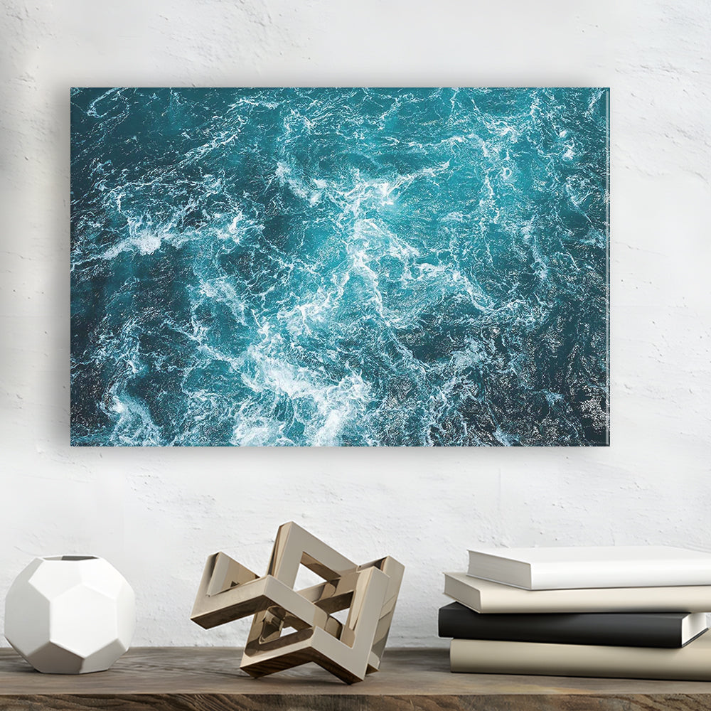 Aerial View of Ocean Waves Canvas Print,Captivating Blue Water, Cavas Print Wall Art Hom Decor