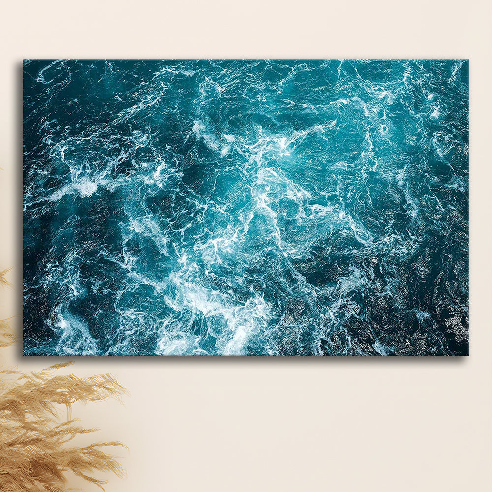 Aerial View of Ocean Waves Canvas Print,Captivating Blue Water, Cavas Print Wall Art Hom Decor