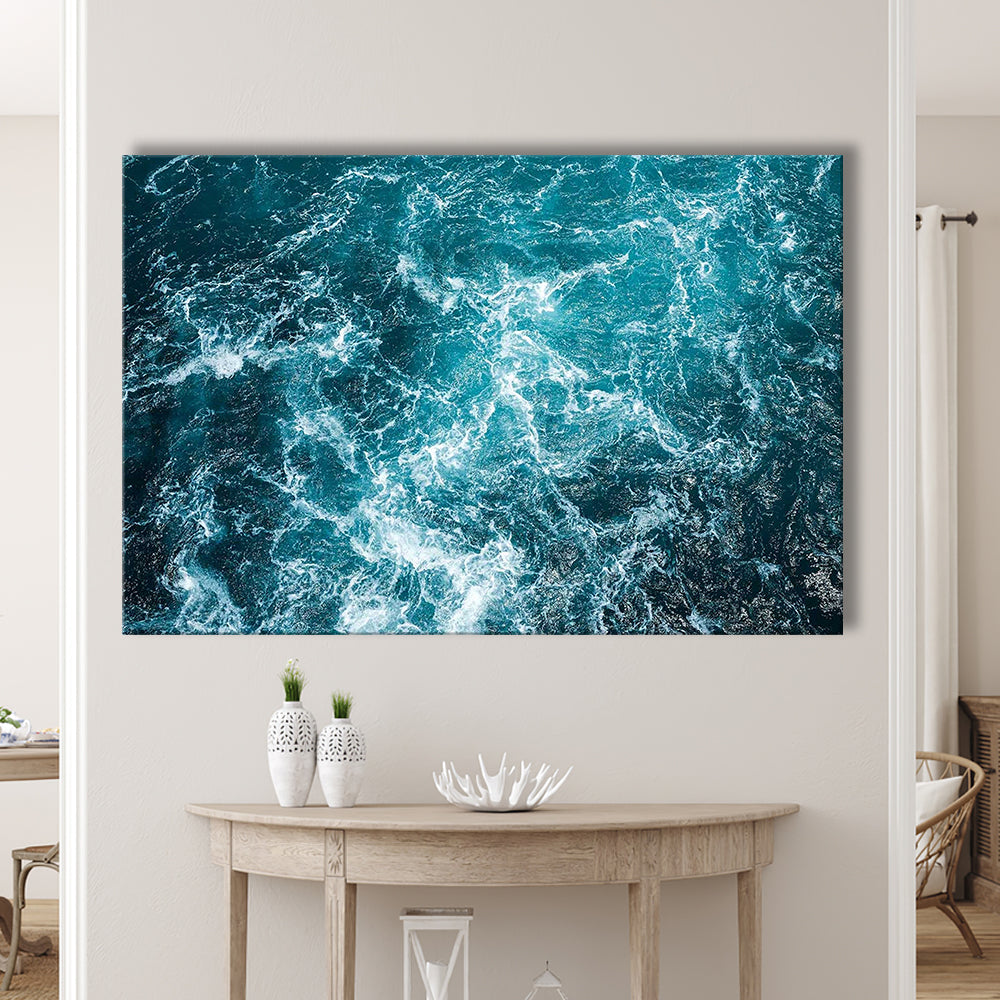 Aerial View of Ocean Waves Canvas Print,Captivating Blue Water, Cavas Print Wall Art Hom Decor