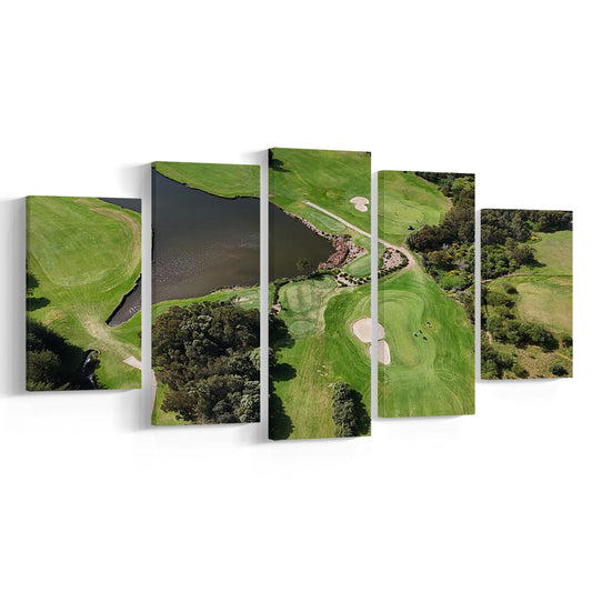 Aerial View Of A Golf Course In Australia, Golf Art Print, 5 Pieces Mixed Canvas Print Wall Art