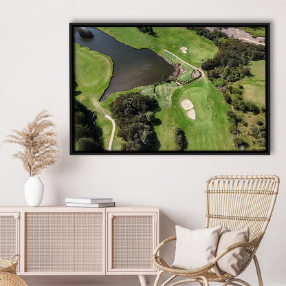 Aerial View Of A Golf Course In Australia, Floating Framed Canvas Print Wall Art