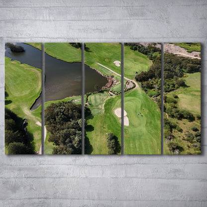 Aerial View Of A Golf Course In Australia, Golf Art Print, Extra Large Canvas Print Wall Art