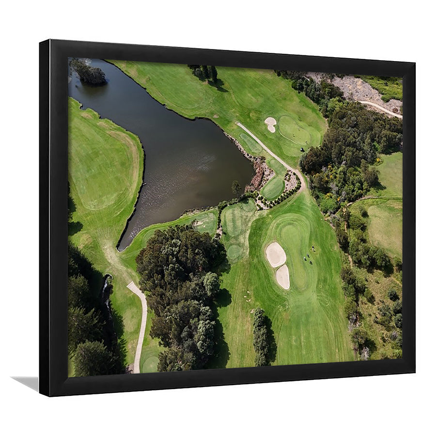 Aerial View Of A Golf Course In Australia, Framed Art Print Wall Decor, Picture Framed