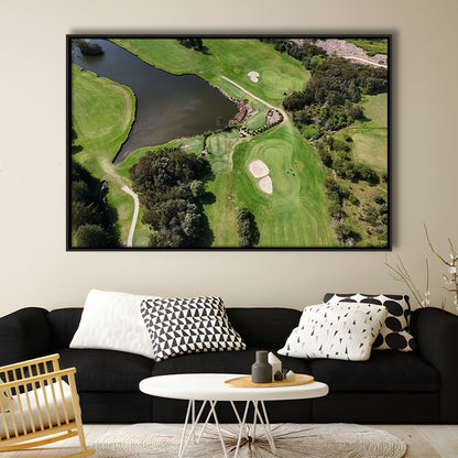 Aerial View Of A Golf Course In Australia, Floating Framed Canvas Print Wall Art