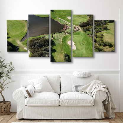 Aerial View Of A Golf Course In Australia, Golf Art Print, 5 Pieces Mixed Canvas Print Wall Art