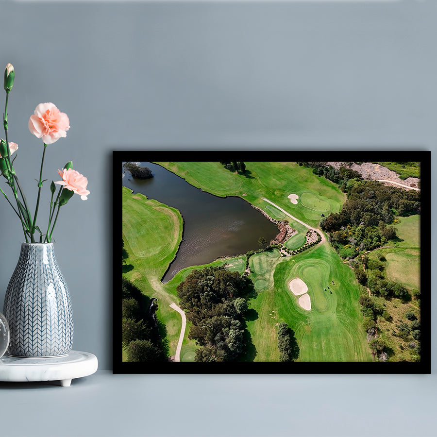 Aerial View Of A Golf Course In Australia, Framed Art Print Wall Decor, Picture Framed