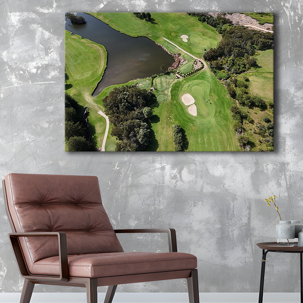 Aerial View Of A Golf Course In Australia, Golf Art Print,Gifts Golf Lover