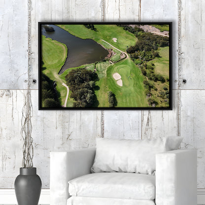 Aerial View Of A Golf Course In Australia, Floating Framed Canvas Print Wall Art