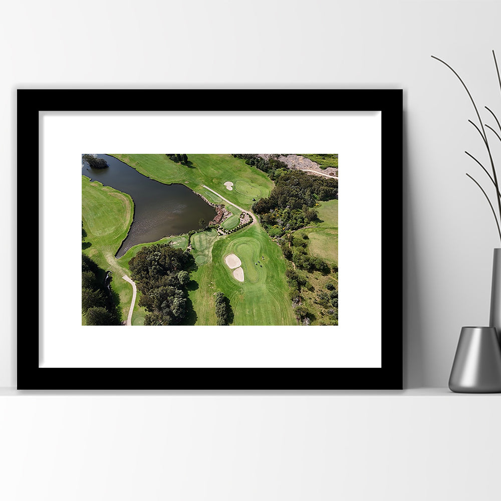 Aerial View Of A Golf Course In Australia, Goft Art Print, Framed Art Print White Border Wall Decor