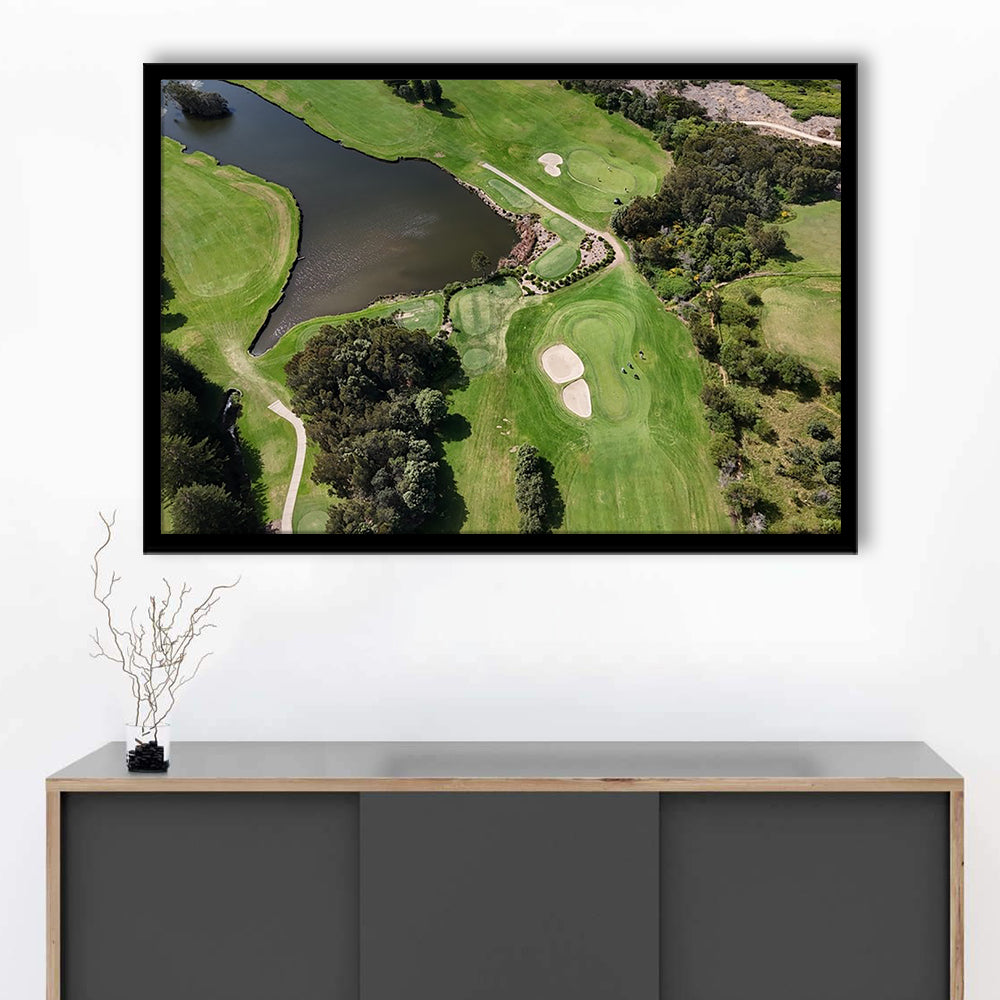 Aerial View Of A Golf Course In Australia, Framed Art Print Wall Decor, Picture Framed