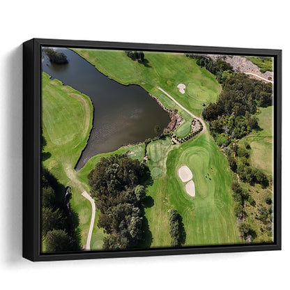 Aerial View Of A Golf Course In Australia, Floating Framed Canvas Print Wall Art