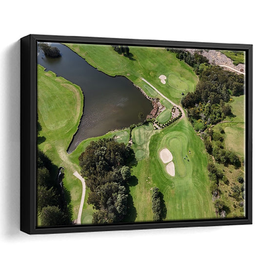 Aerial View Of A Golf Course In Australia, Floating Framed Canvas Print Wall Art