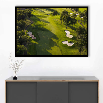 Aerial Photo Of A Summer Golf Course, Framed Art Print Wall Decor, Picture Framed